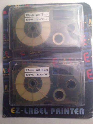 Casio EZ-Label It! Printer Tape (2) lR-18WE 18mm Black Ink on White Tape