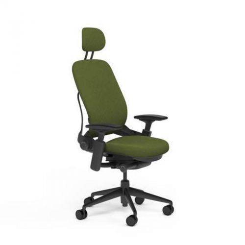 NEW Steelcase Adjustable Leap Desk Chair + Headrest Ivy Buzz2 Fabric Black frame