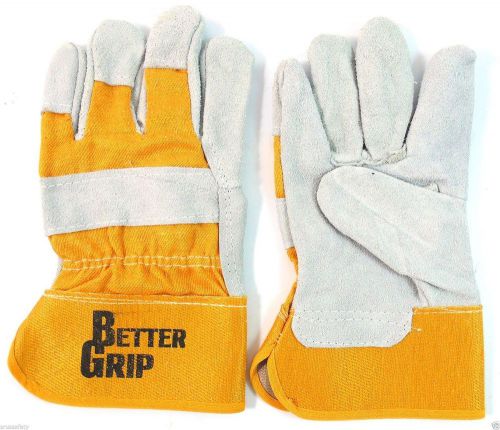 120 PAIR Better Grip ECONOMY SPLIT LEATHER PALM WORK GLOVE, Yellow - LARGE