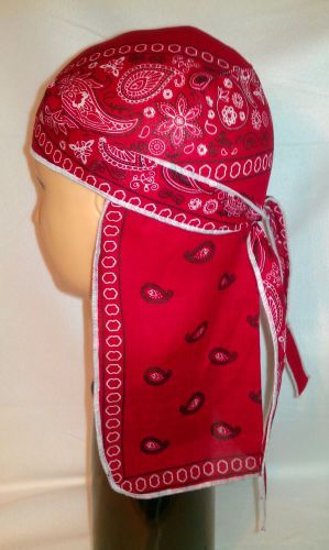 Under Hard Hat Helmet Liner Durag  Biker Bandana Red