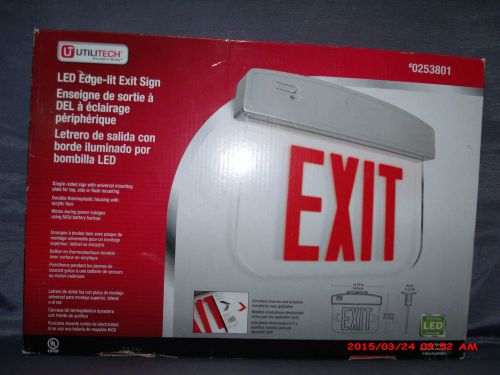 Recessed led edge-lit red sign exit sign ac/dc built-in battery side/flush mount for sale