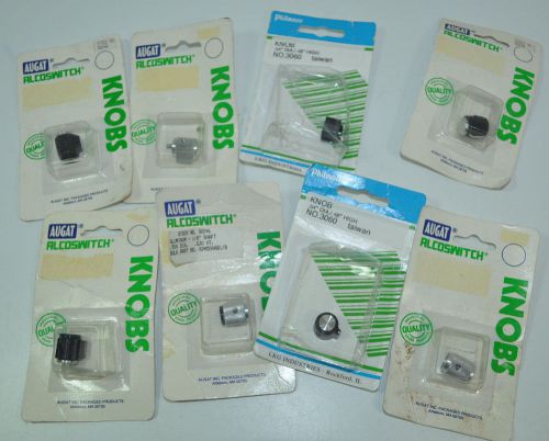 Augat Alcoswitch &amp; Philmore Knob Lot of 8 - Aluminum &amp; Black 1/2&#034; Diameter