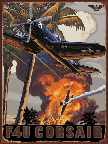 F4U Corsair Airplane Plane Fighter Jet Metal Sign