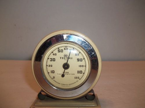 Vintage Old Antique Art Deco Rare Desk TEL TRU Thermometer Germanow-Simon Co USA