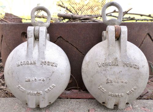 Pair Of Aluminum Morgan Power #LH49-4 Cable Rope Wire Stringing Pulleys!