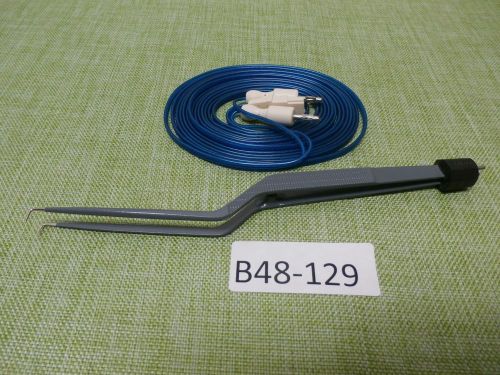 Valleylab E4106 BAYONET BIPOLAR FORCEPS 9&#034; Angled Tip 90° &amp; Bipolar Cable