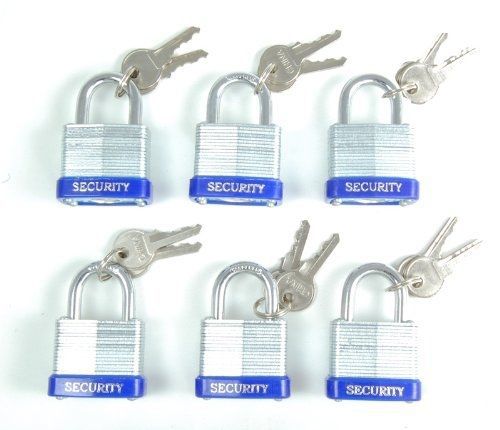 Pit Bull Padlocks Laminated 1 inch - Brass Tumbler - 6 pc set. w/ Keys