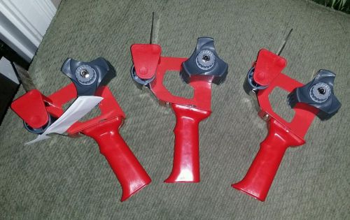 3M Scotch Tape Gun Dispenser Set Of 3 FREE SHIP Heavy Duty Red 2&#034; Packing Guns