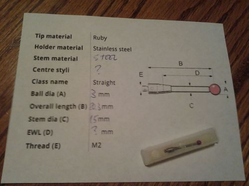 Renishaw Styli, 3.0mm Ruby Ball, 20mm Length, for TP2, TP20 and TP200 CMM Probes