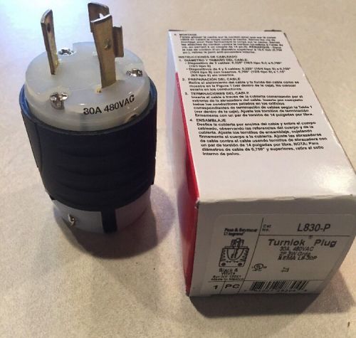 Legrand Pass &amp; Seymour NEMA L16-30P 480V 30A 3W 2P Grdg. Turnlok 4 Prong  Plug