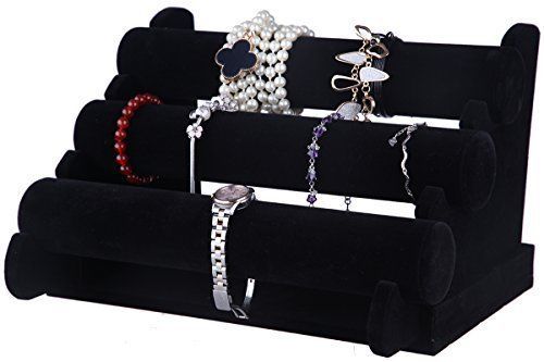 Fashion Black 3-Tier Velvet Watch/Bracelet Jewelry Display Holder Stand Rack-1