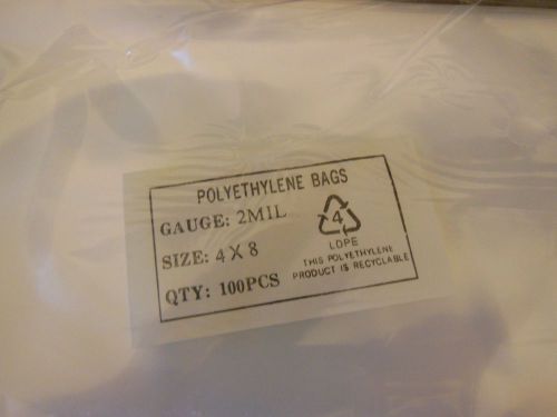 POLY BAG 4&#034; X 8&#034; X 2 MIL FLAT BAG