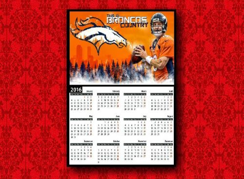 DENVER BRONCOS SUPER BOWL 50 PEYTON MANNING LOCKER FRIDGE 2016 CALENDAR MAGNET