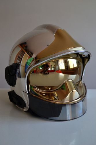 MSA GALLET F1SF25 B Fire HELMET Feuerwehrhelm CASCO de BOMBERO Pompiers CHROME !