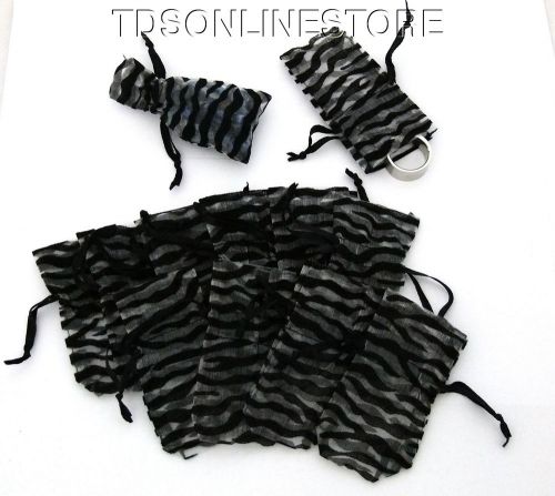 Lot of 12  Zebra Sheer Organza Jewelry Gift Bags