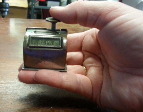 Vintage Tally Click Counter, Hand Held, Thumb Push, Metal Square Model