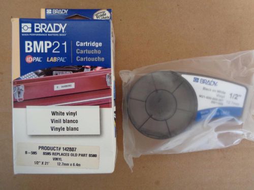 New brady idpal m21 500 595 wt bmp21 142807 vinyl black on white labels 1/2&#034; for sale