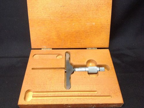 L.S. Starrett 0-6&#034; No.445 Depth Micrometer in Wooden Box