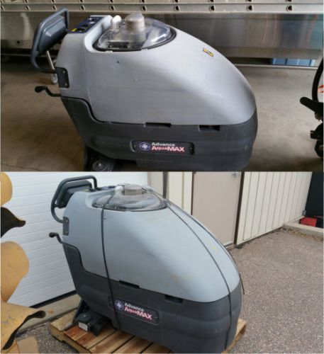 2 Advance AquaMax 36V type E auto scrubber floor cleaning machines Nilfisk