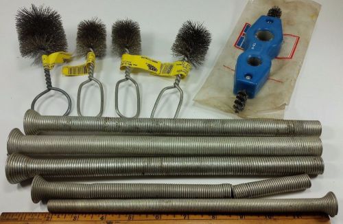 Lot of 10- spring copper pipe benders, 4 pipe brushes, 4-in-1 pipe brush for sale