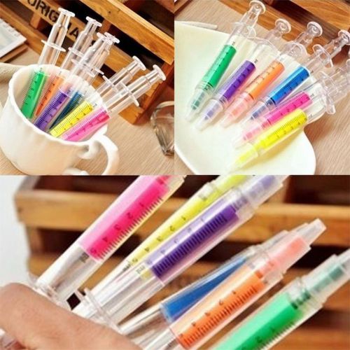 5 x 6pcs stationery needle tube syringe highlighter marker nite writer pen qj for sale