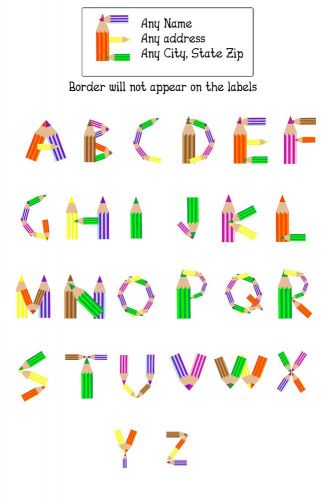 30 Return Address Labels Alphabet Monogram Pencils Buy 3 get 1 free (pe1)
