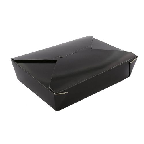 Royal 7-3/4&#034; x 5.5&#034; x 1-7/8&#034; #2 Black Folded Takeout Box, Package of 200, FTB2BK