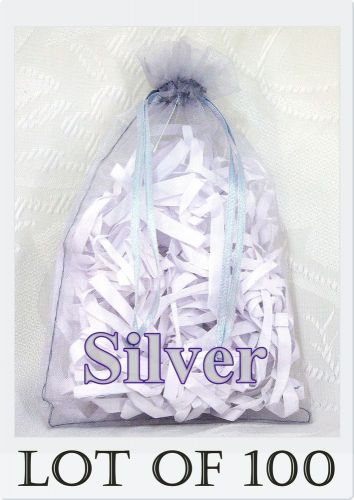 100 LARGE Organza Bag SILVER Pouch Reception Jewellery Party Favor Shop 11x16 cm