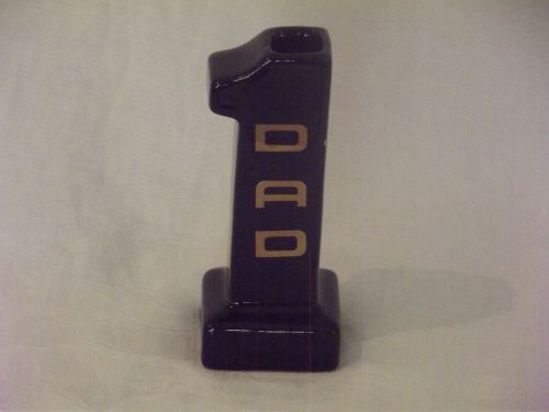 #1 Dad Ceramic Black &amp; Gold Desktop Pen and Pencil Holder -Very Good Condition