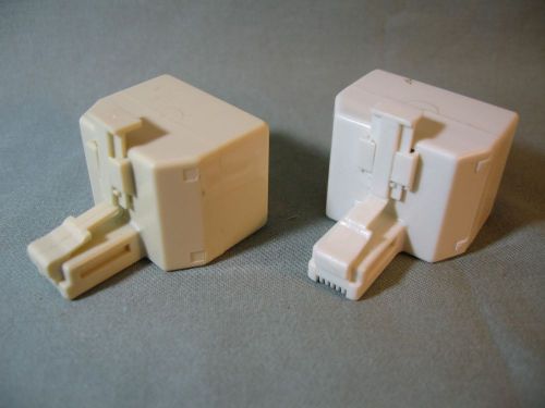 2 PHONE LINE SPLITTERS RJ11, 1 PLUG TO 2 SOCKETS, IVORY, MODULAR COUPLING, NEW