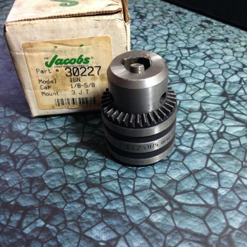 Jacobs Chucks 330227 Drill Chuck 3JT 1/8&#034;-5/8&#034; Model 16N Ball Bearing Taper Mnt