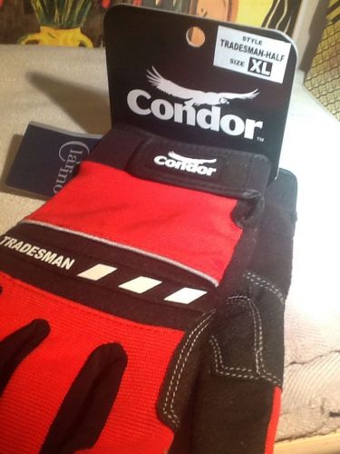 New CONDOR Mechanic Tradesman Half Finger Gloves Size XL 2XTA4 Neoprene Spandex