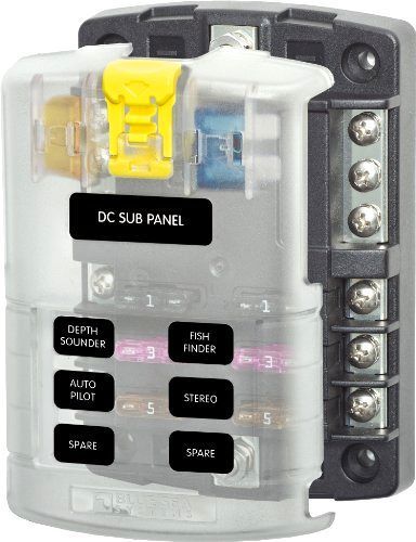 Electric 6 circuits fuse block with negative bus and cover ring/spade terminals for sale