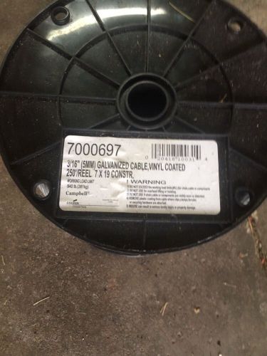 Campbell 3/16&#034; 5mm galvanized cable vinyl coated 250&#039; reel 7 x 19 constr. for sale