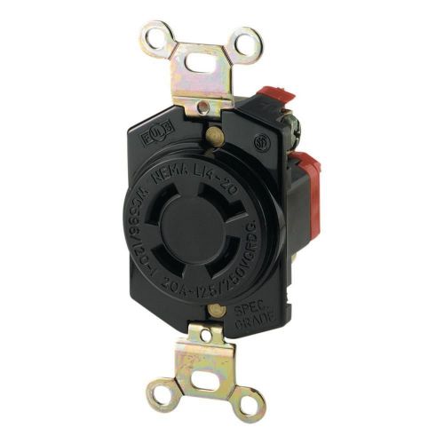 Cooper125/250-volt 20-amp black locking locking electrical outlet l1420r-l for sale