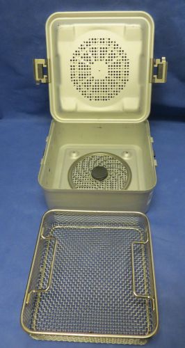 Half-size aesculap sterilization case container w/basket 10-3/4x10-3/4 x 5-1/2&#034; for sale