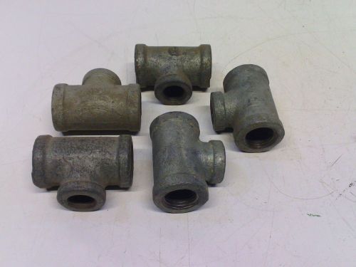 Ward 1/2 x 1/2 x 3/8 Galvanized Reducing Pipe Tee, Lot of 5