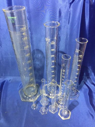 Lot 9 ea Laboratory Cylinder Cylinder&#039;s 2 Liter - 5mL