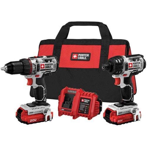 Porter cable pcck602l2 20v max li-ion 20 volt cordless drill &amp; impact driver kit for sale