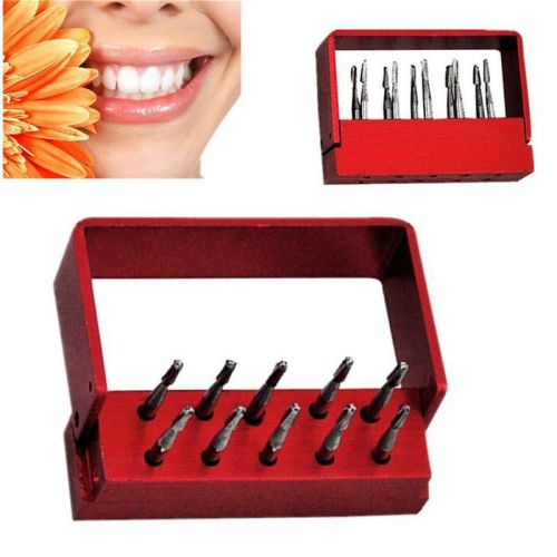 10pcs/Box Dental Tungsten Steel drills/burs Use High speed Handpiece FG-1957+Red