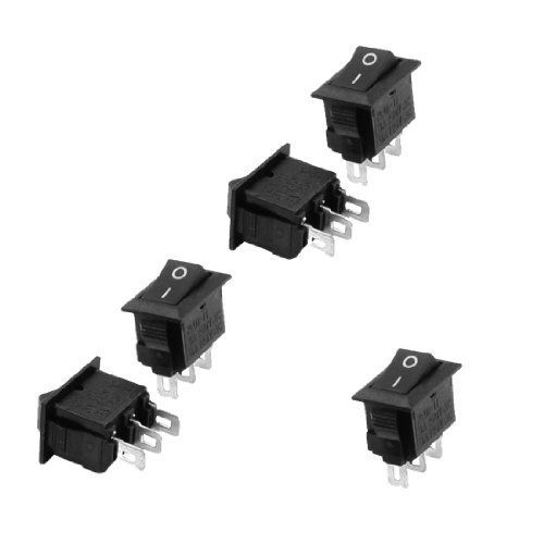 uxcell 5 Pcs AC 250V/3A 125V/6A 3 Pins SPDT On/Off Panel Mount Rocker Switch