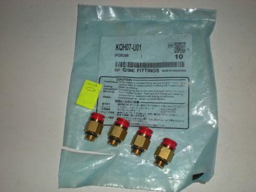 (LOT OF 4) SMC FITTING KQH07-U01 KQH07U01 KQB20B MALE CONNECTOR FITTING NEW