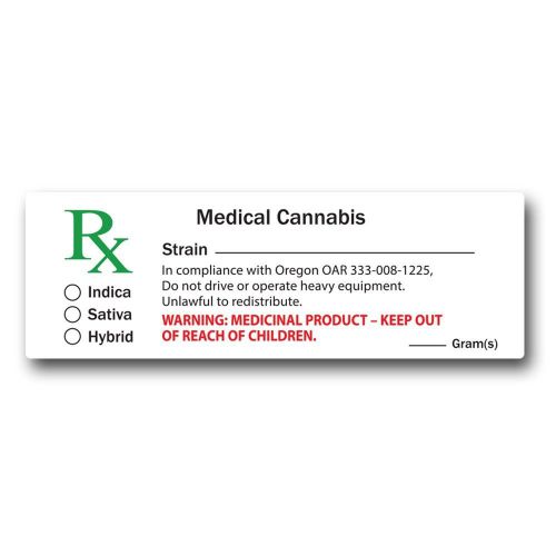 QTY 100 pcs OREGON OAC 333-008-1225 RX MEDICAL CANNABIS MARIJUANA LABELS 420 USA