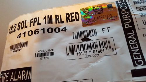 Honeywell genesis cable 4106 18/2c solid unshielded fpl alarm/comm wire /100ft for sale