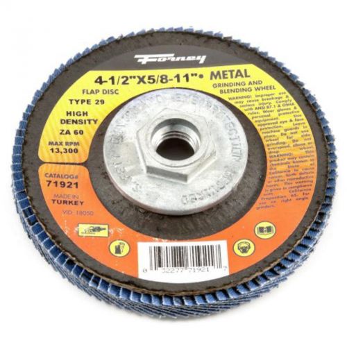 4-1/2&#034; 60-Grit Flap Disc, Type 29 Blue Zirconia With 5/8&#034;-11 Threaded Arbor