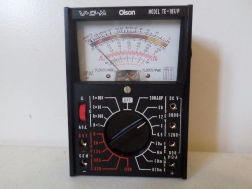 VINTAGE OLSON MODEL TE-197/P METER MULTITESTER 50,000 OHMS WORKS GREAT CLEAN!!!!