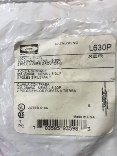 (4.5) hubbell l630p male three prong locking plug 250 vac 30 amps  new in bag for sale