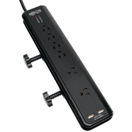 Tripp lite tlp606dmusb surge protector w/clamps &amp; 2 usb ports - 6 outlet for sale