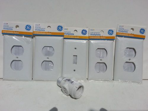 5 GE General Electric Wall Plate 1 Light Bulb Lamp Socket