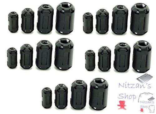 AUCH 20Pcs Clip-on Ferrite Ring Core Black RFI EMI Noise Suppressor Cable Clip